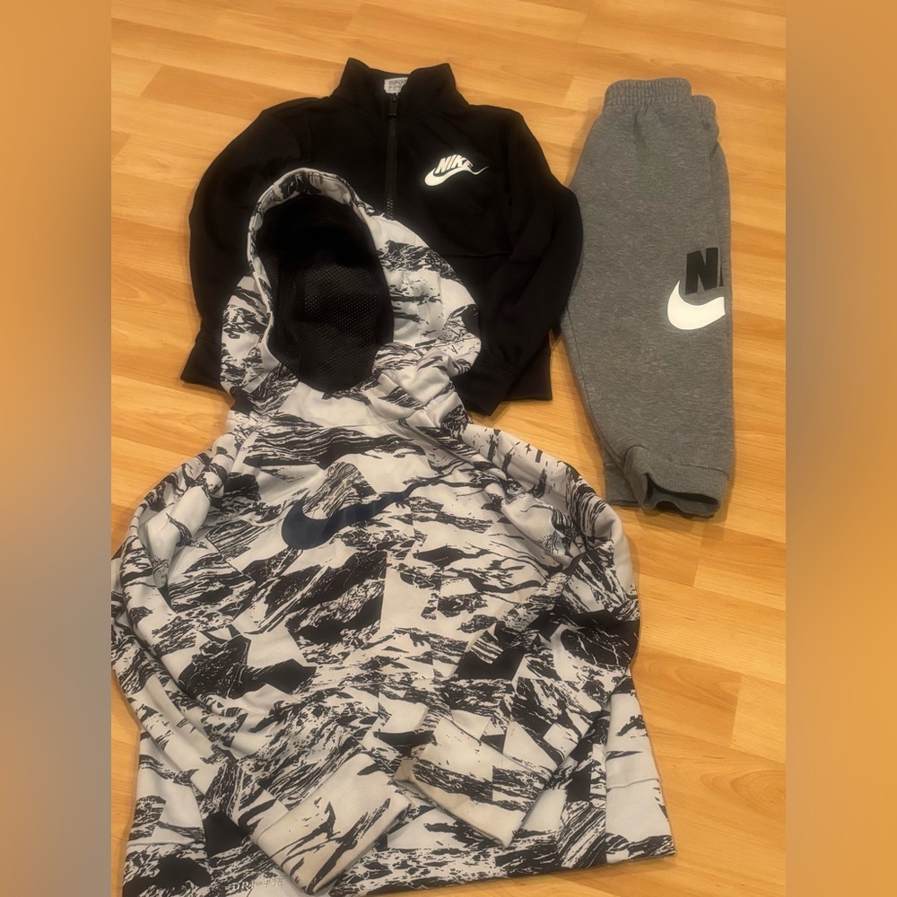 Nike Kids Black Jacket , joggers , and Sweatshirt Bundle‎